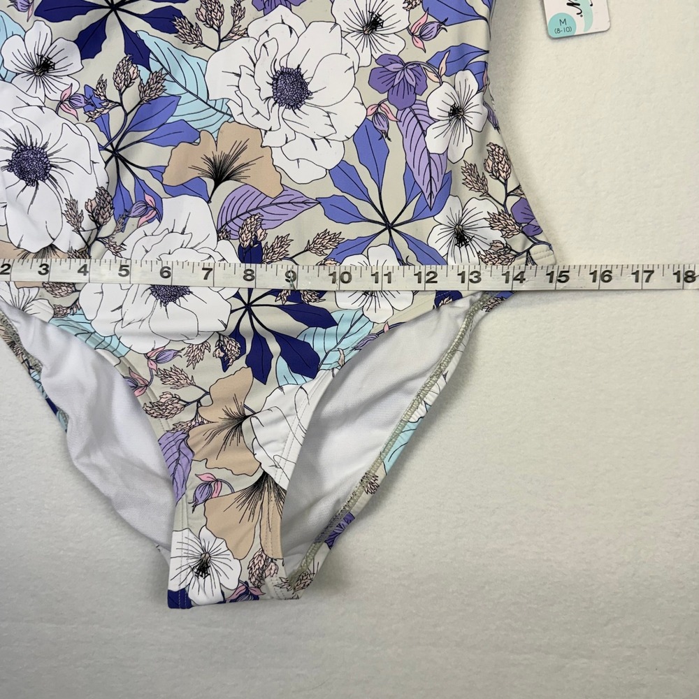 Floral Ruffle V-Neck One Piece Swimsuit WMNS SoftGirl Grandmillenial Cottagecore - Picture 4 of 10
